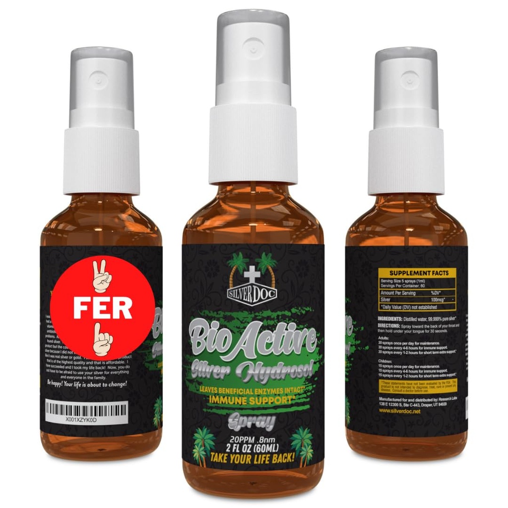 2 for 1 Sale Silver Doc Silver Hydrosol Spray (2-2oz Sticle), Natural Alternative & Imun, Mai bine decât orice coloidal, SilverDoc este cel mai eficient