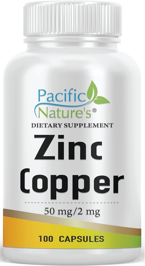 Supliment de cupru de zinc (100 capsule) cu 50 mg de zinc Gluconat, 2 mg sulfat de cupru pentru suport imun - gluten gratuit, non-GMO