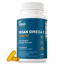 Dr. Tobias Vegan Omega 3 Supliment, 1400mg Ulei de alge, 420mg DHA, și 210mg EPA per Serving, Non-GMO, Gluten-Free, Caragenan-Free, 60 capsule, 30 Serviri