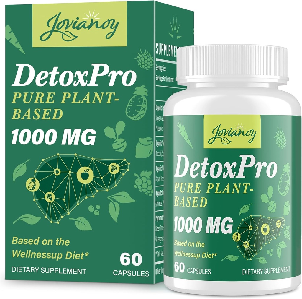 1000 MG Detoxifiere Gentle Cleanse, High-Potent, Gut Cleanse & Capsule de detoxifiere pentru femei si barbati, Detoxifiere Naturala, Colon, Ficat, Antioxidant & Suport digestiv, 60 Capsule