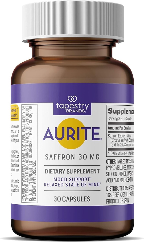 Saffron Supplement | Stress Management, Herbal Mood Support, Long-Term Memory, for Women & Men. 30 Count, Saffron 30mg, Vegetarian Friendly, Non-GMO, Gluten-Free, Soy-Free (1 Months of Supply)