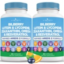 Eye Health Vitamine cu bilberry, lutein & Zeaxanthin, Licopen, Resveratrol, extract de semințe de struguri, semințe de in Astexanthin- AREDS 2-120 capsule