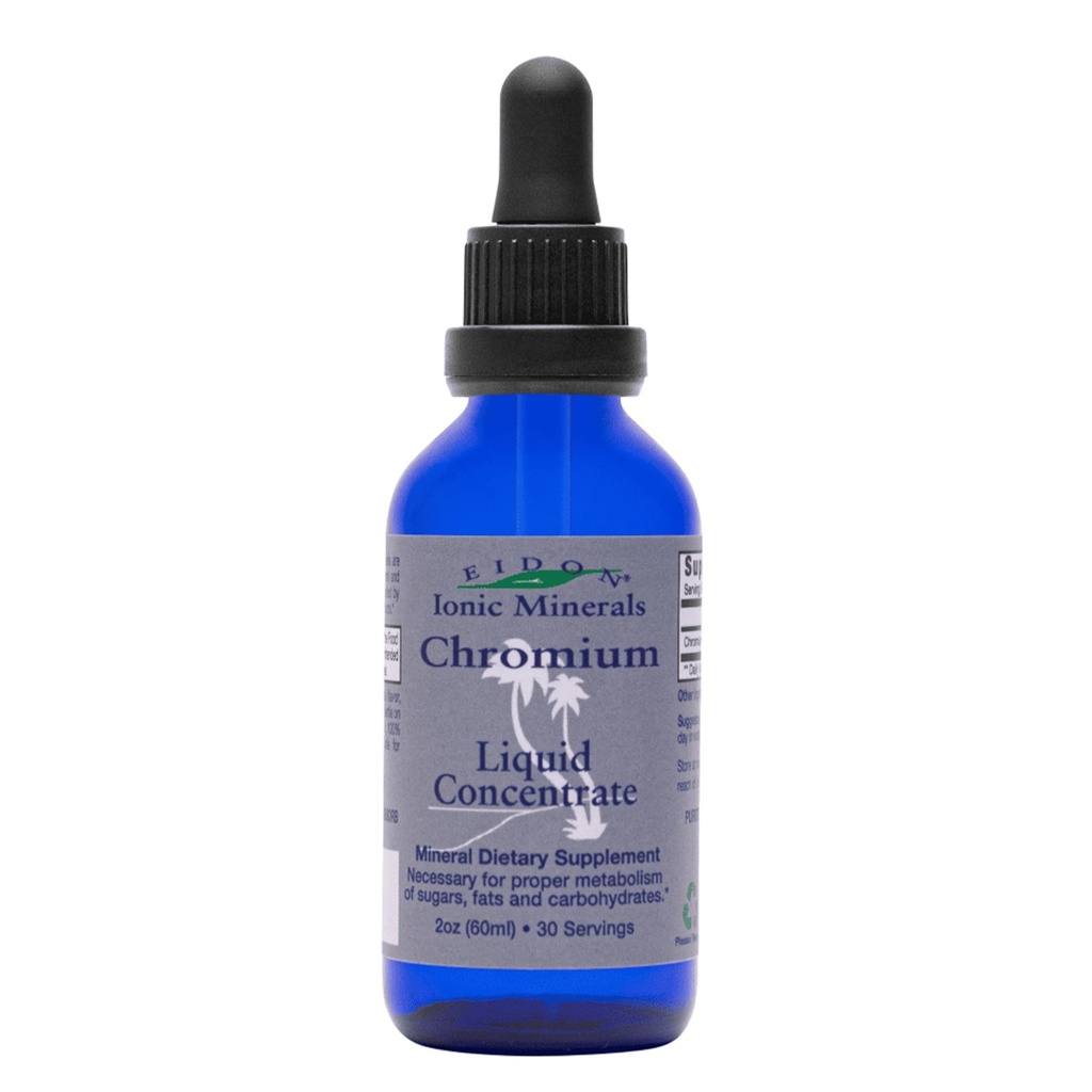 Eidon Ionic Minerals Crom concentrat lichid - Ionic Crom Supplement Drops, Suporturi Niveluri stabile de energie, All-Natural, Fără Zahăr Adăugat, Fără Conservanți sau Aditivi - 2 oz