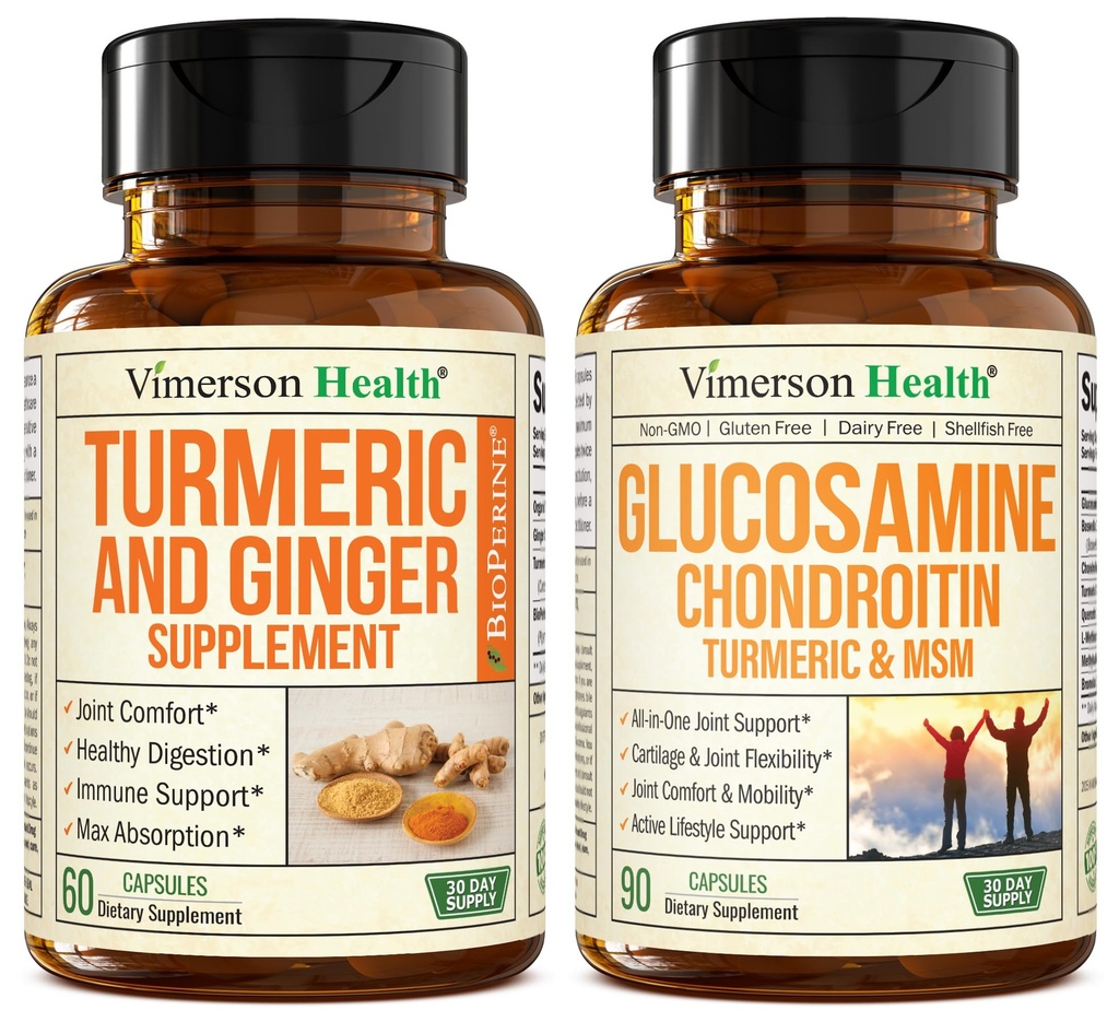 Suplimentul Turmeric și Root Ginger Suplimentul comun de sprijin & Glucosamină Chondroitin MSM și Suplimentul Turmeric