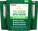 VitaCup Super Greens Powder Smoothie & Juice Mix w/ 50+ Superfoods Premium, Digestive Health, Blaoting Relief, Detox, Gut Health w/Probiotics, Antioxidanti, Berry Lemon, 30 Servings Fiecare, 3 Bags