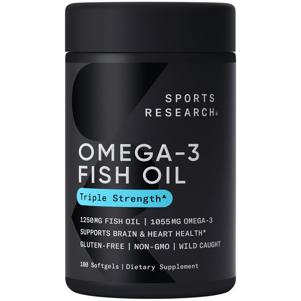 Sport de cercetare Omega-3 ulei de pește, Putere triplă, 180 Softgels