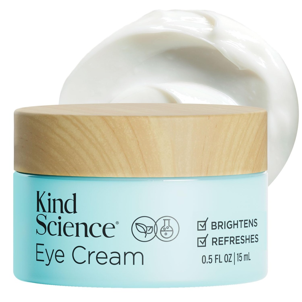 Kind Science by Ellen DeGeneres Eye Cream - Sub crema ochi pentru riduri Noticly Smooths & Moisturizes - Anti Aging with Hyaluronuic Acid, Vitamina C - Fragrance Free, Paraben Free, 0.5 fl oz
