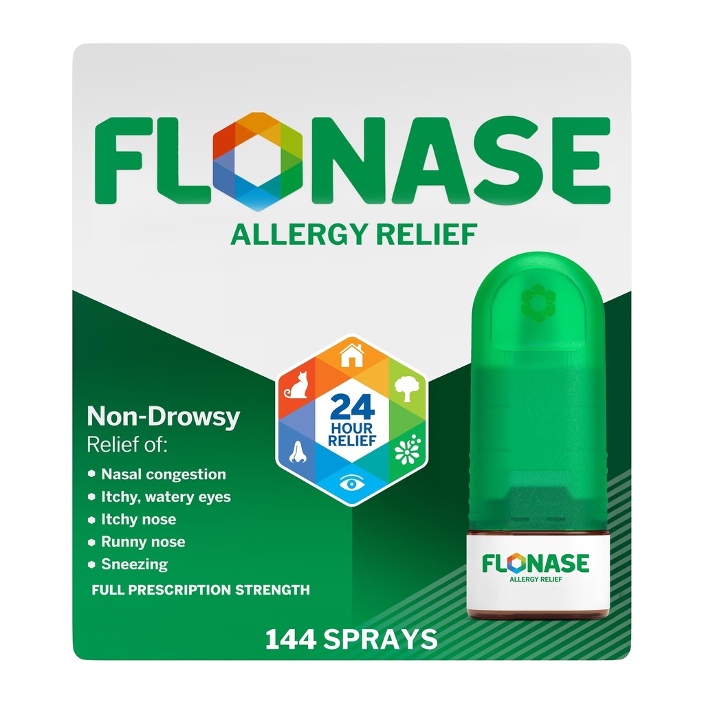 Flonase Alergie Relief Nasal Spray, 24 de ore non Drowsy Alergia Medicina, Metered Nasal Spray - 144 Spray- Cădere și alergii sezoniere ajutor
