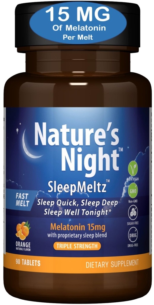Nature's Night Triple Putere rapida Melatonina 15mg cu amestec suportiv 