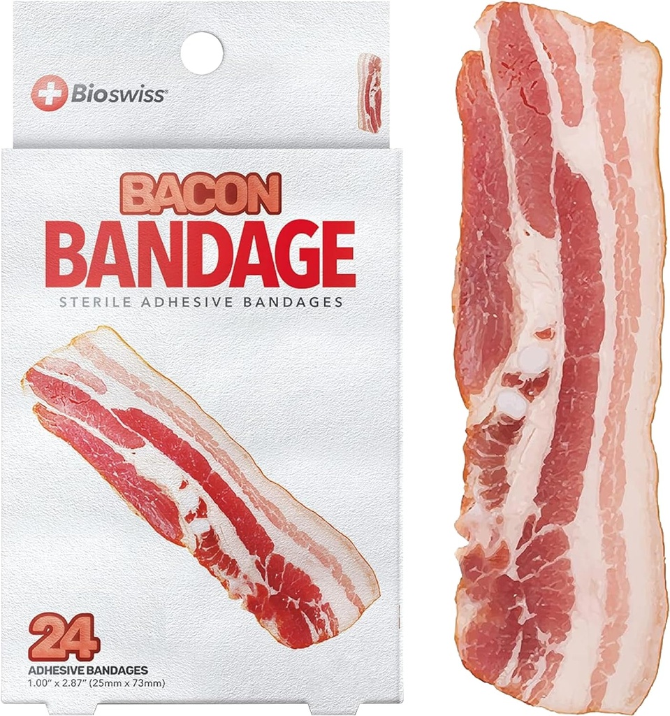 BioSwiss Kids Bandages, Bacon Shaped Auto Bandage Set, Latex gratuit, Steril Wound Care, 24 Conte