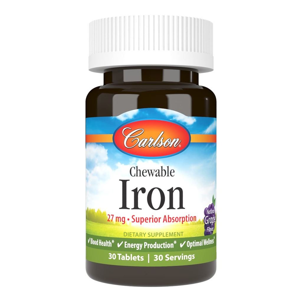 Carlson Chewable Iron 27 mg, Struguri, Sanatate sange, 30 comprimate