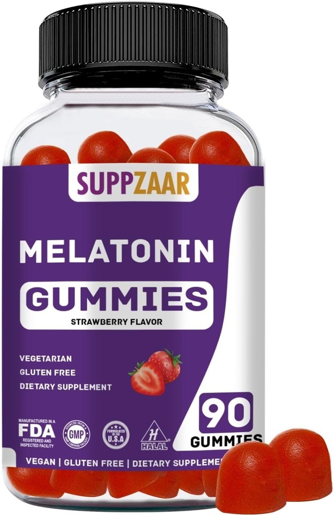 Melatonin Gummies. Melatonina 5mg Gummies de somn pentru somn mai bun, energie & Focus. Adulţi şi copii Melatonin Gummy: Non-Habit Forming, Non-GMO, Gluten-Free, Gelatină-Free. 90 Gummies