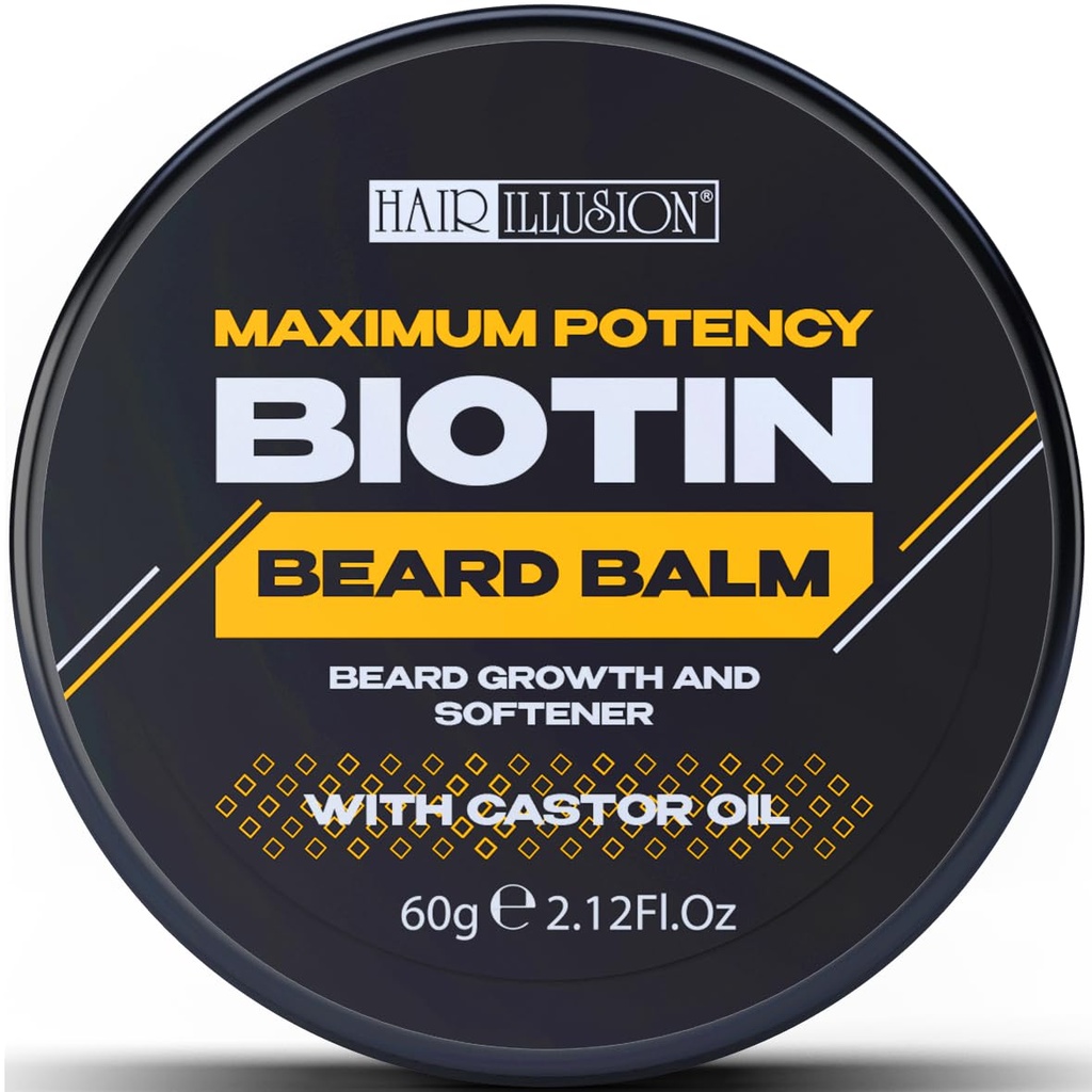 Iluzie par MAXIMUM POTENCY BIOTIN Barbă Balsam pentru cresterea barba si inmuiare, negru