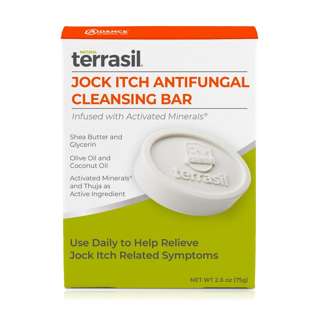 terrasil antifungic Jock sapun mancarime pentru barbati, ajutor rapid & tratament de la ardere, mancarime piele, toate-naturale hidratare ingrediente, dermatolog testat, 75g Bar