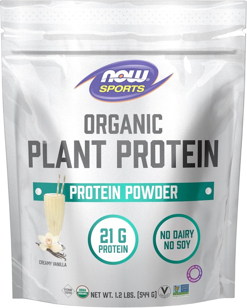 Sporturi Proteine organice de plante, Aromă de vanilie, Pudră Vegană, 1 lb.