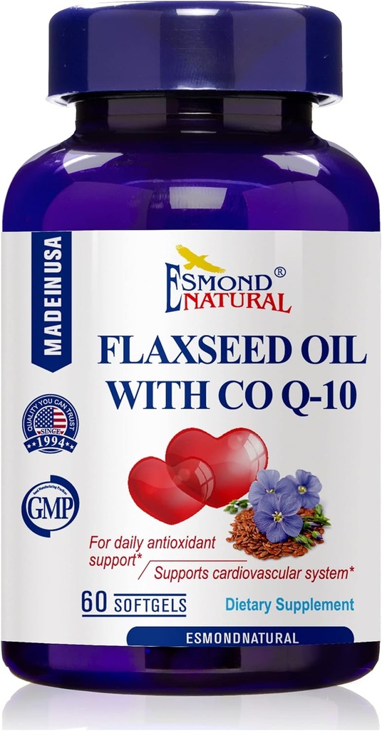 Ulei de in cu CO Q-10 (Daily antioxidant and Cardiovascular System Support), GMP, Natural Product Assn Certified, Made in USA - 400mg, 60 Softgels