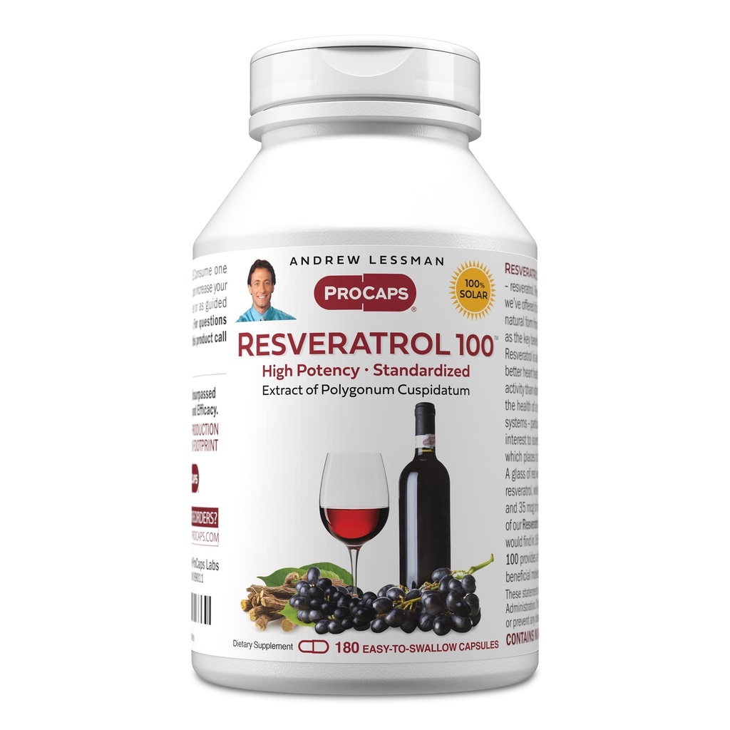 ANDREW LESHMAN Resveratrol-100mg - 180 capsule - Vinul roșu benefice, natural rezultatul anti-oxidant, fără alcool. Fără aditivi
