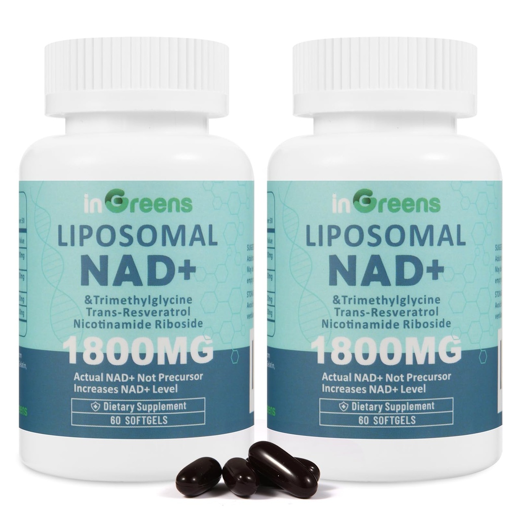 NAD lipozomal + Suplimentul 1800 mg cu Nicotinamidă Ribozidă, Trans Resveratrol, Trimethylglicine,Replaces NMN, Boost NAD+, Aging Defense,Celular Energy, 120 Softgels