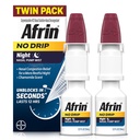 AFRIN No Drip Night Mist Twin Pack, Non-Drowsy, Fast-Action Decongestionant pentru somn odihnitor cu Mușețel Scent, Adulți și copii 6 și mai în vârstă, 0.5 fl oz (Pachet de 2)