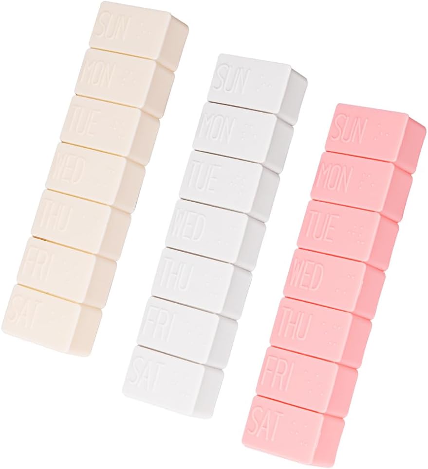 3Pack Weekly Pill Organizator,Extra Large 7 zile pastile Cutie de călătorie zilnic Pilula pentru ulei de pește, tablete de calciu suplimente și alte vitamine Pilula