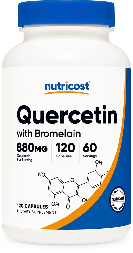 Nutricost Querbetin cu Bromelain, 880 mg Querbetin + 165 mg Bromelain Per Serving, 120 capsule, 60 Servings (2 Caps Per Serving) - Vegetarian, Non-GMO & Gluten Free