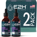 Ajutor pentru somn natural E2H - Melatonină lichidă cu musetel, Theanină - Somn mai bun, mai adânc, mai lung - Vegan, Gluten gratuit - oferă ajutor de stres (2 sticle)
