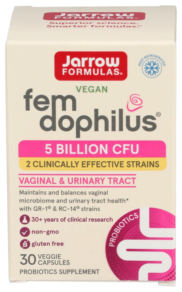 Formule Jarrow Fem-Dophilus - 5 miliarde CFU per servire - Suplimentul probiotic pentru femei - Tract urinar și sănătate vaginală - Până la 30 Serviri (Caps Veggie)