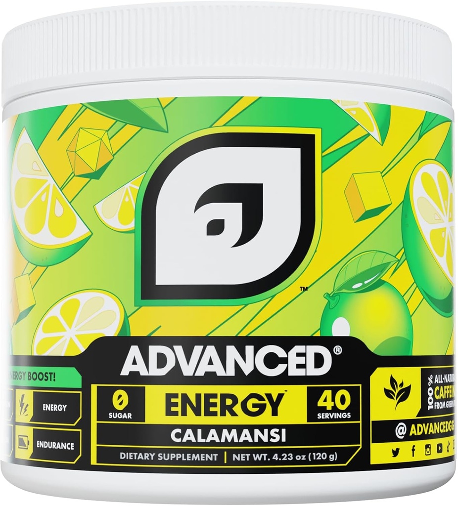 Energie avansată - Formula de stimulare energetică cu electroliti pentru hidratare - L-Theanin pentru a combate jitters - Sugar Free & Keto Friendly - No Maltodextrin (40 Serviri) (Calamansi)