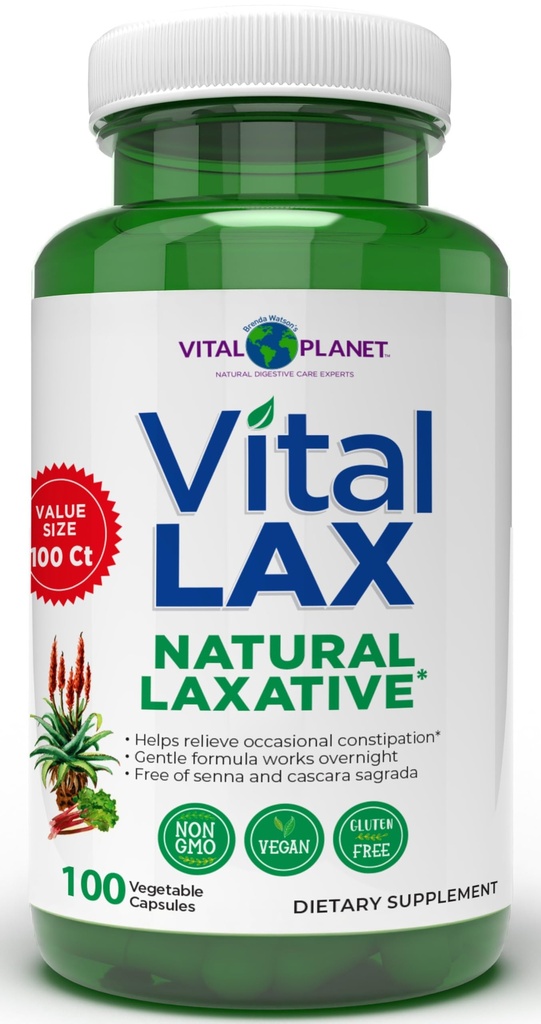 Vital Planet - Vital Laxative naturale Laxative Supliment pentru constipație ocazională, cu hidroxide de magneziu, Elm alunecos, Aloe, și Triphala pentru a sprijini regulatitatea Bowel 100 capsule