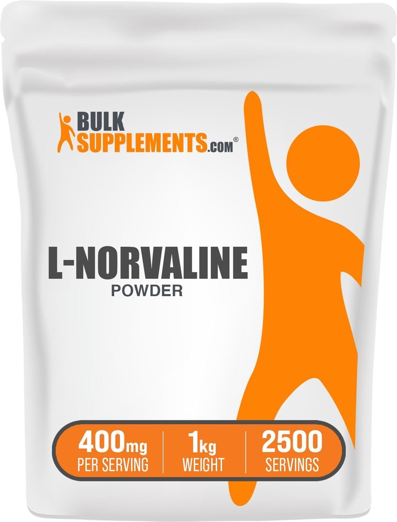 BulkSupplements.com L-Norvaline Powder - L-Norvaline Supplement, Nitricoxide Supplement, Amino Acid - Gluten Free, 400 mg per Serving, 1kg (2,2 lbs) (Pachet de 1)