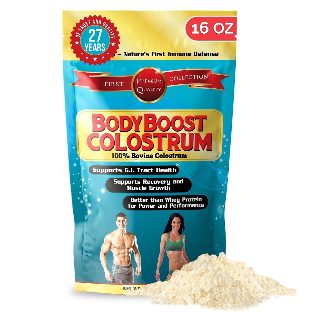 BodyBoost întreg Colostrum, 100% Bovine Colostrum pulbere, Immune Booster cu imunoglobulină & Lactoferrin, Grass Fed Colostrum pentru Gut Health, 16 oz