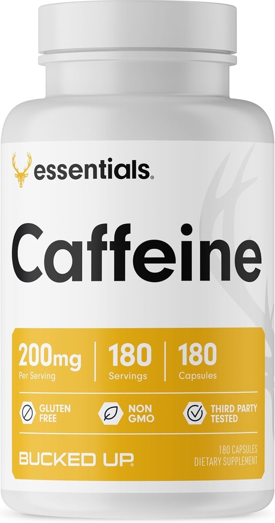 Bucked Up Cafeina 200mg Per Serving, Essentials (180 Servings, 180 Capsule)