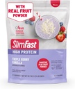 SlimFast Proteine High Smoothie Mix Plus Pudră de fructe, Pudră de substituţie cu proteine ridicate, Fibră, Vitamina C, 21 Serviri, 1.29 Lire, Triple Berry Vanilla (Packing May Vary)