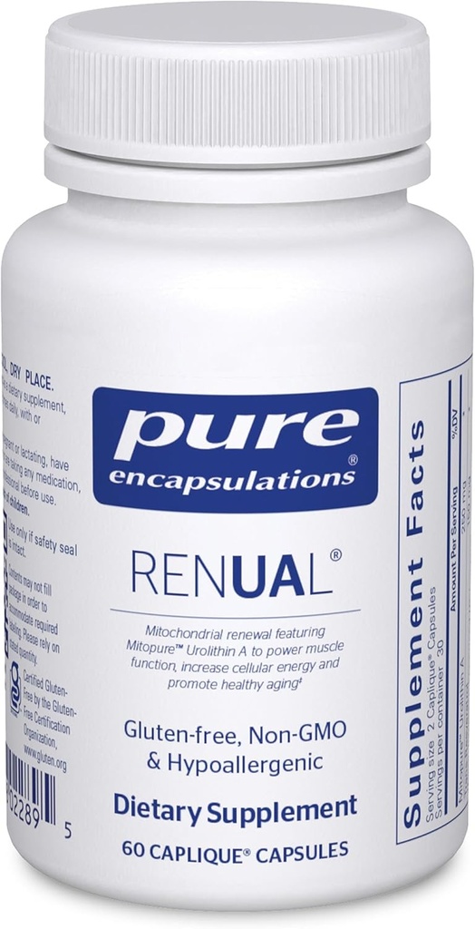 Pure Encapsulations Renual | Urolithin A Supplement | Support for Muscle Function, Cellular Energy Production, Mitochondrial Health, and Healthy Aging* | 60 Caplique Capsules