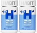 Habit Stress Relief Supplement 2 Pack (120 Capsules) - New Look, Supports Relaxation & Mood Balance, Vitamin B, Adaptogens, Lemon Balm, Calming, Vegan, Non-GMO