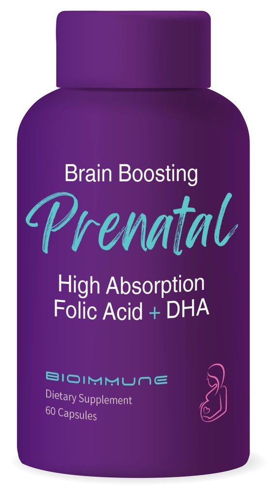 Ultra Putere Bio-Available Vitamine prenatale pentru femei, Occurent natural Folate Folate Folic Acid, DHA Omega 3. Sustine dezvoltarea creierului, dezvoltare fetala sanatoasa