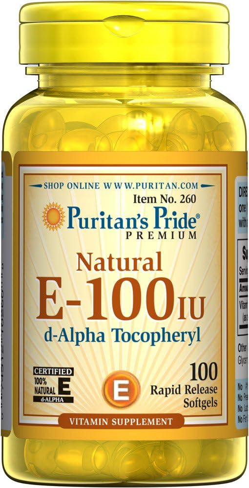 Puritan's Pride Vitamina E-100 ui 100% Natural 100 Softgels