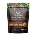 PlantFusion Turmeric și Ginger Drink Mix - Fermentat Întreaga nutriție alimentară, Herbal Supplement Powder cu Curcuminoide - USDA Certified Organic, Non-GMO, Vegan, Gluten-Free, 4.76 oz 30 Servings