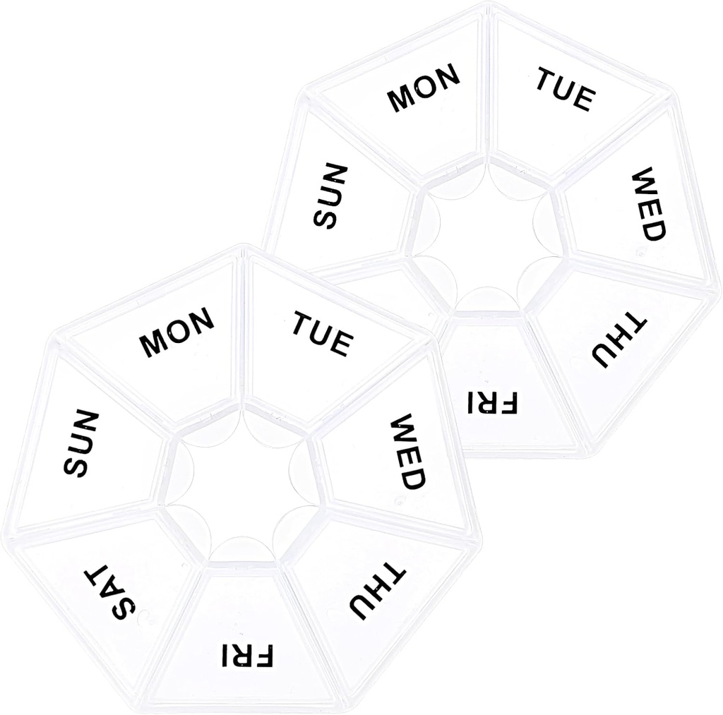 Sibba 7 zile Pill Organizator, 2 PC-medicament cutie de pastile, Daily Pill Holder, Portable Travel Pill Container Holder for Pocket sau Purse, Medicina Planner pentru vitamine ulei de pește, Suplimente(Clear)
