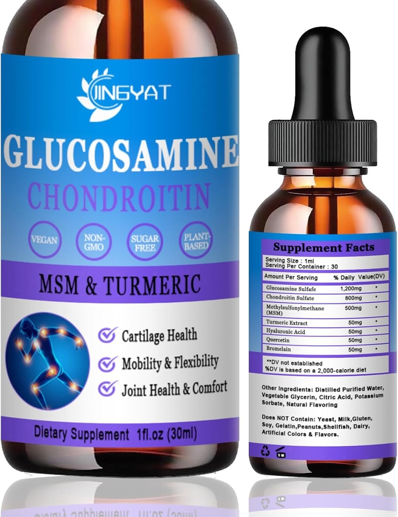 Glucosamină Chondroitin picături lichide 2000mg, Glucosomal Glucosamină Chondroitin MSM, Chondroitin & Glucosamine Suplimente nutriţionale w/Extract Turmeric, Acid hialuronic, Querbetin & Bromelain