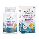 Naturals Nordic Complete Omega Jr., Lemon - 90 Mini Gels Soft - 283 mg Total Omega-3s & 35 mg GLA - Cogniție sănătoasă, Funcția Sistem nervos - Non-GMO - 45 Servings