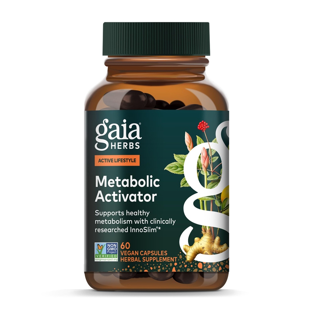 Gaia Herbs Activator metabolic - Suplimentul de energie naturală pentru suport metabolic - Made with Panax Notoginseng & Astragalus Extract - Free from Dairy, Soy & Gluten - 60 capsule (60 Servings)