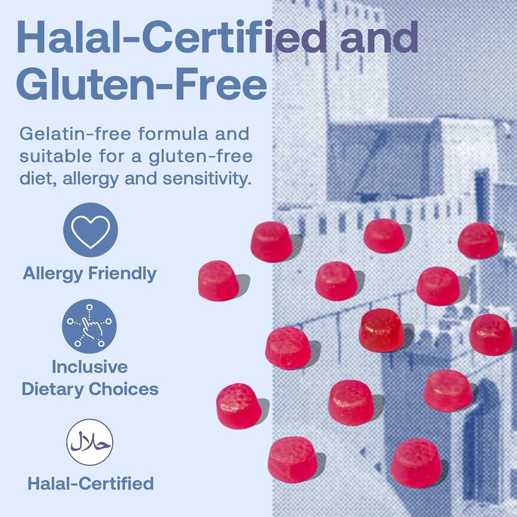 786 Biotin Boost Vitamine - Halal Gummy Vitamine pentru păr, piele și unghii - Vegan, Gluten-Free, 10.000mcg per servire [cea mai mare potențial]