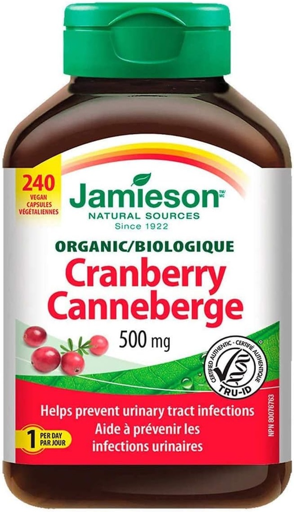 Jamieson Cranberry 500mg, 240 capsule Vegan