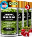 Dihidroberberină Supliment - Dehidro Berberine Supliment - Super Berberina Supliment cu Ceylon Scorțișoară & R Acid lipoic alfa & Apigenin - Hydroberberine 480 capace (4 cutii)