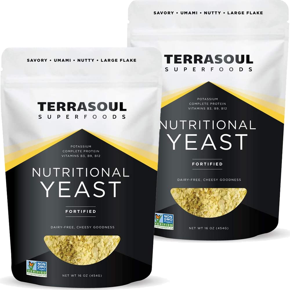 Terrasoul Superfoods Premium Nutritional Drojdii Flakes, 2 Lbs (Pachetul de 2), Fortificat, Savory Superfood pentru Vegan Brânză, Seasoning, și plante-Based Proteina Boost