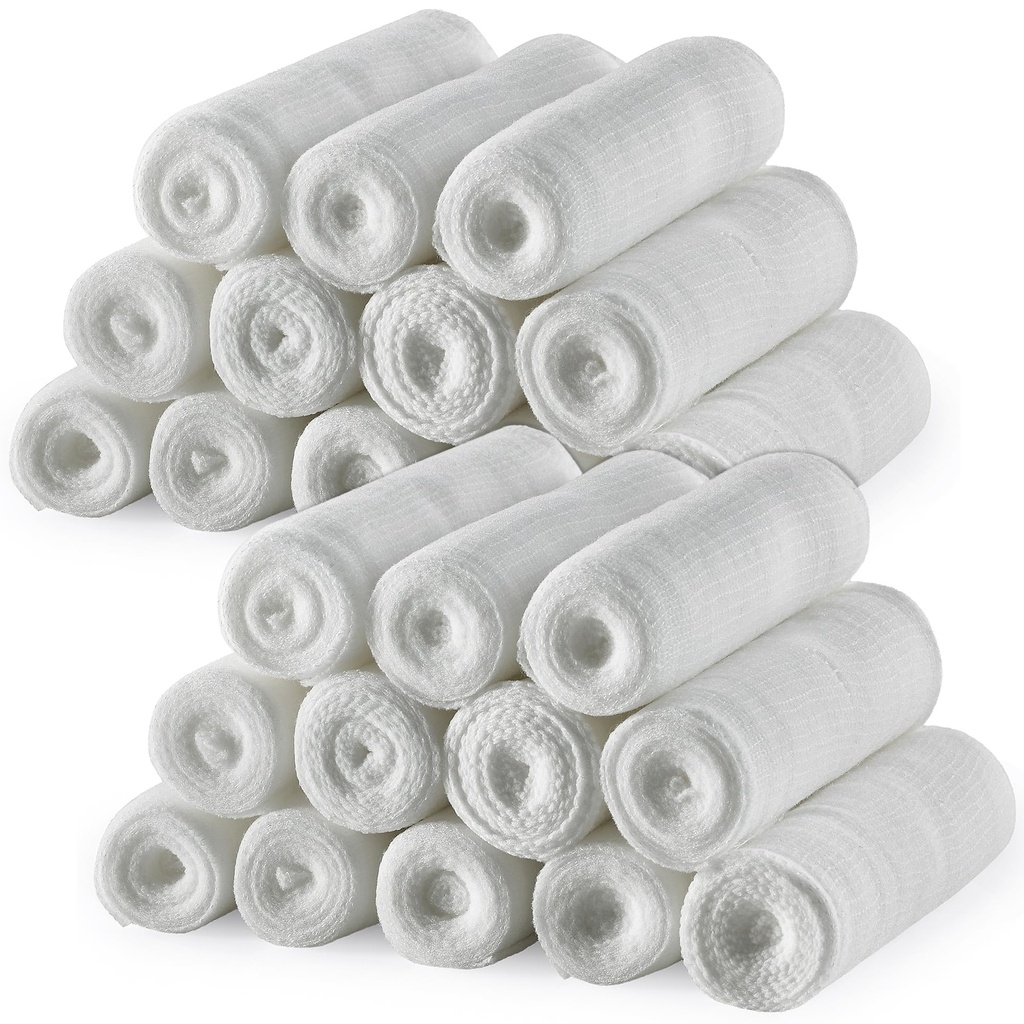 MEDca Bandage Rolls - 24 Pack, 3-Inch x 4.1 Yards, Tifon de grad medical și Bandaj Stretch pentru dressing și Kit de prim ajutor