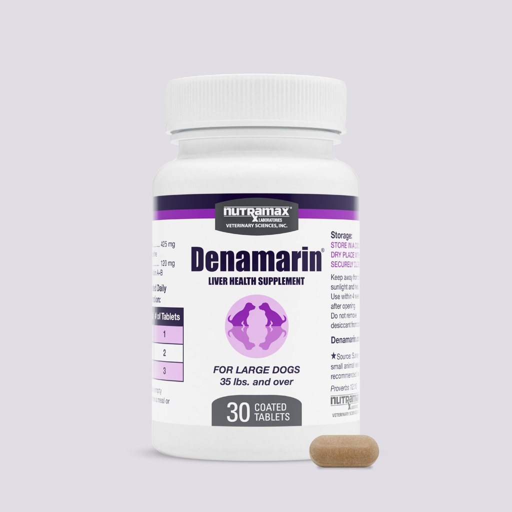 Nutramax Laboratories Denamarin Ficat Health Supplement for Large Dogs - with S-Adenosylmetionină (SAMe) and Silybin, 30 Tablets (Pachet de 1)