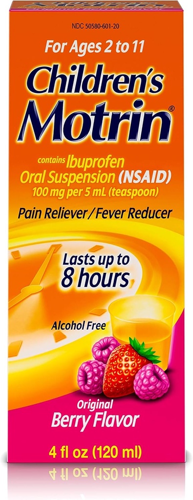 Motrin pentru copii Ibuprofen Suspensie orală Original Berry Flavor - 4 oz, pachet de 3