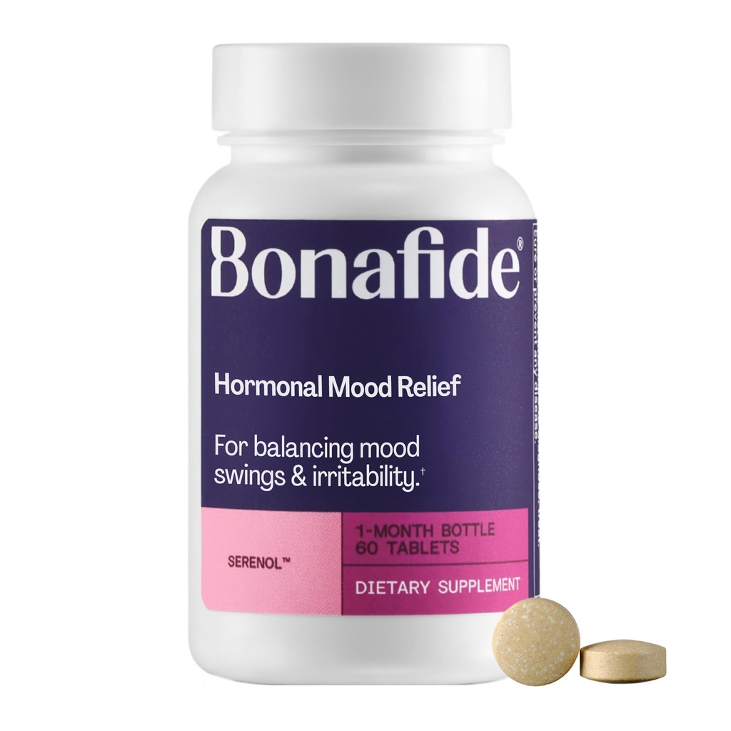 Serenol by Bonafide. Relief de la Hormonal Mood Swings, Iritabilitate, & PMS Blooting.
